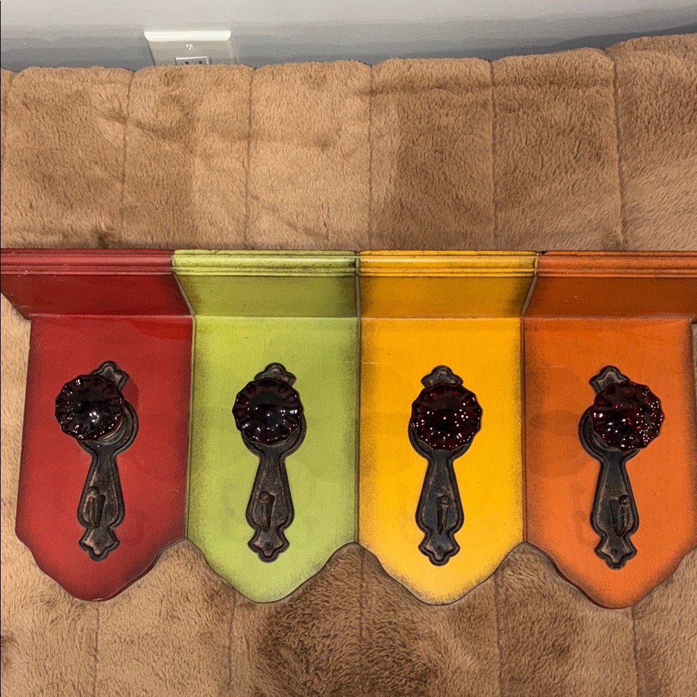 Multicolor Wall Coat Hooks - Red, Green, Yellow, Orange